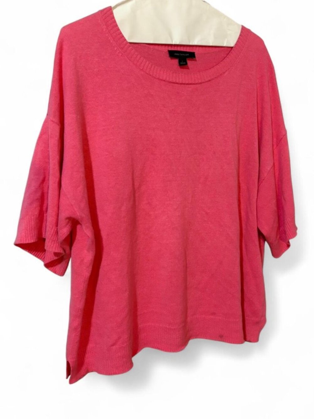 3/$12 Ann Taylor Pink Linen Blend Knit Sweater Top Large